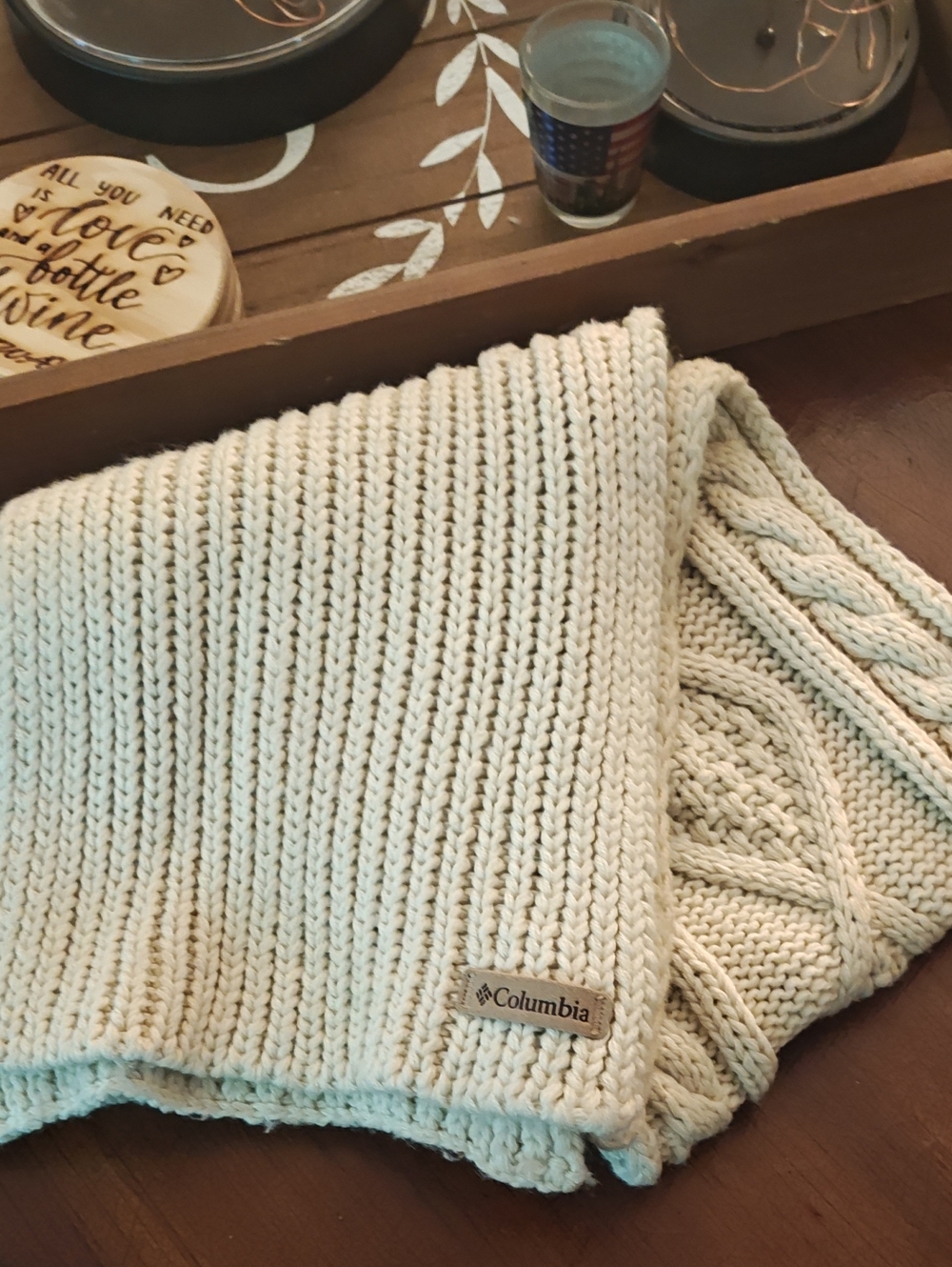 Columbia Cream Cable-Knit Scarf